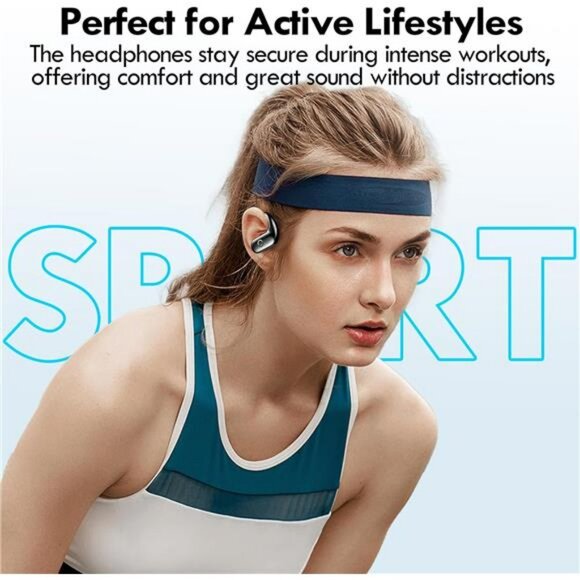 Wireless Earbuds Over Ear Hooks 60H Playtime Bluetooth 5.3 Workout Headphones - Picture 4 of 7